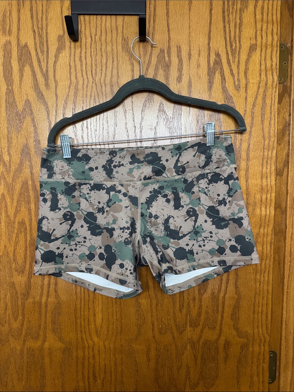 Born Primitive Women's Camo Splatter Bike Shorts - Green/Tan/Black